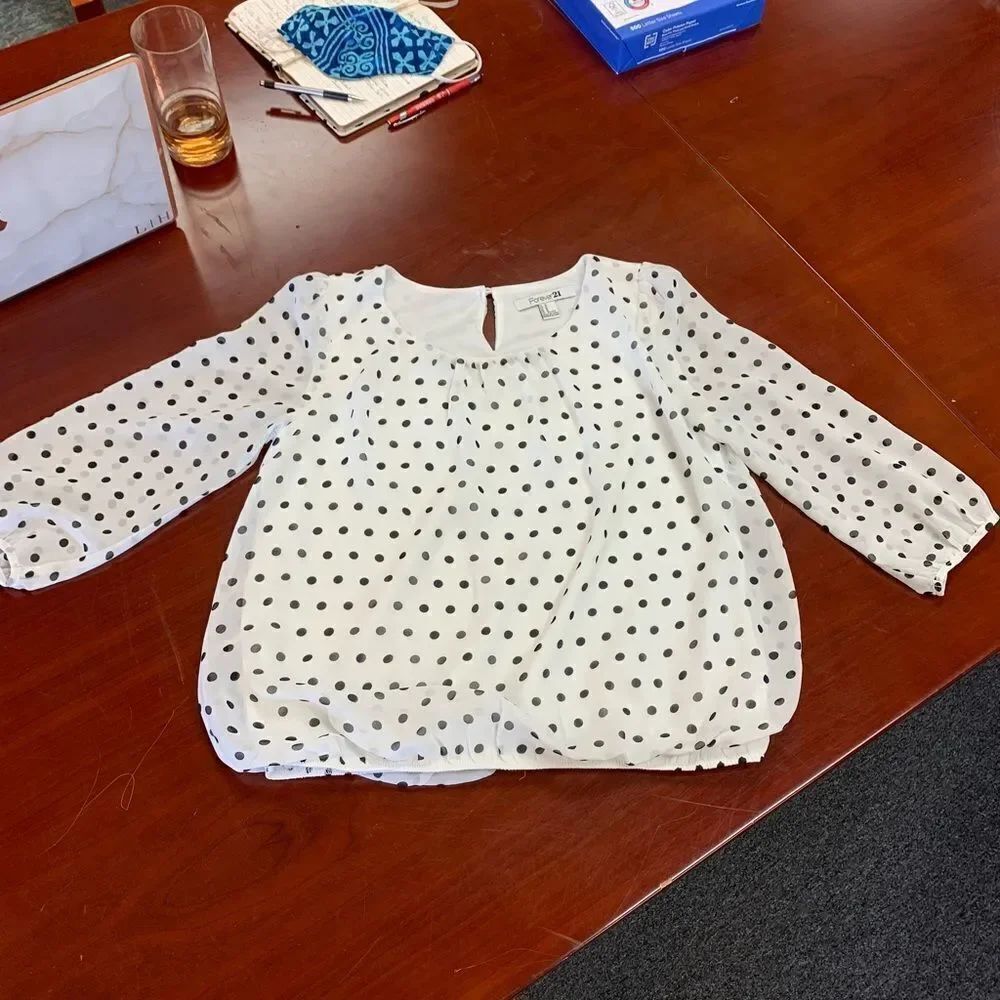 Forever 21 Polka Dot Bubble Blouse sz M